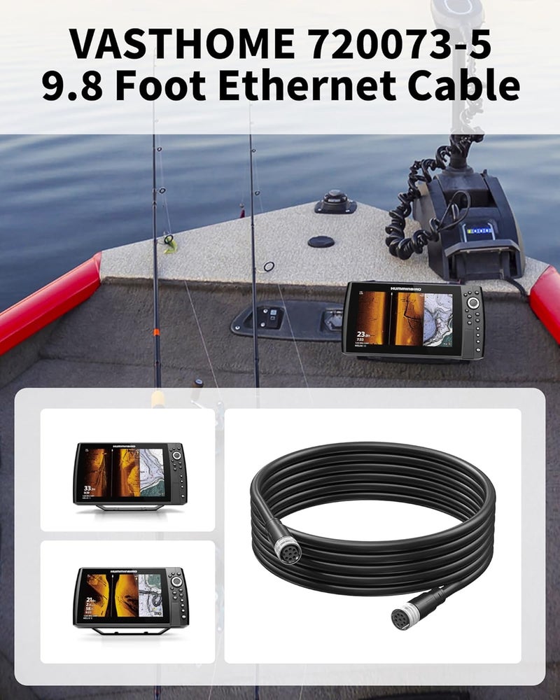 VASTHOME for Humminbird 720073-2 AS EC 15E - 10ft Ethernet Cable, Fit with Helix 15, 12, 10, 9, 8, 7, APEX 19, 16, 13, Xplore 12, 10, 9, Solix (15, 12, 10) G3, Onix, Ion, and 11, 9, 8, 7xxci Models - Image 4